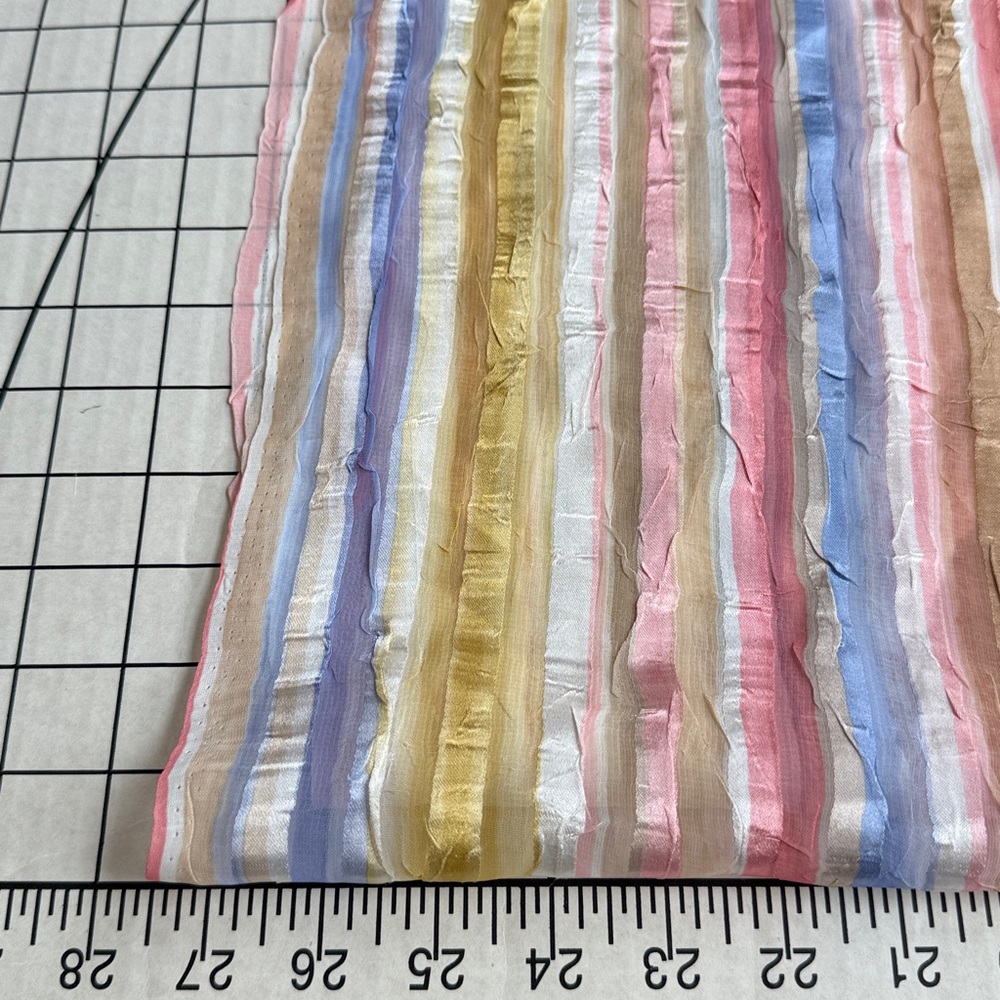 Vintage Crinkle Stripe Fabric – 3 Yards x 54” – Pastel Sheer Plissé – Silk Look - Picture 6 of 15